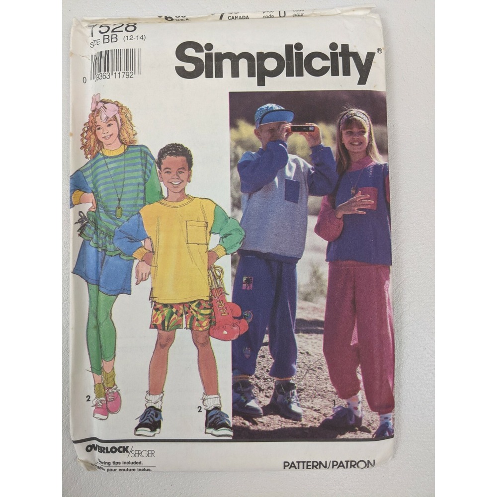 Simplicity 7528 child  Boys  Girls 12-14 Short Tops